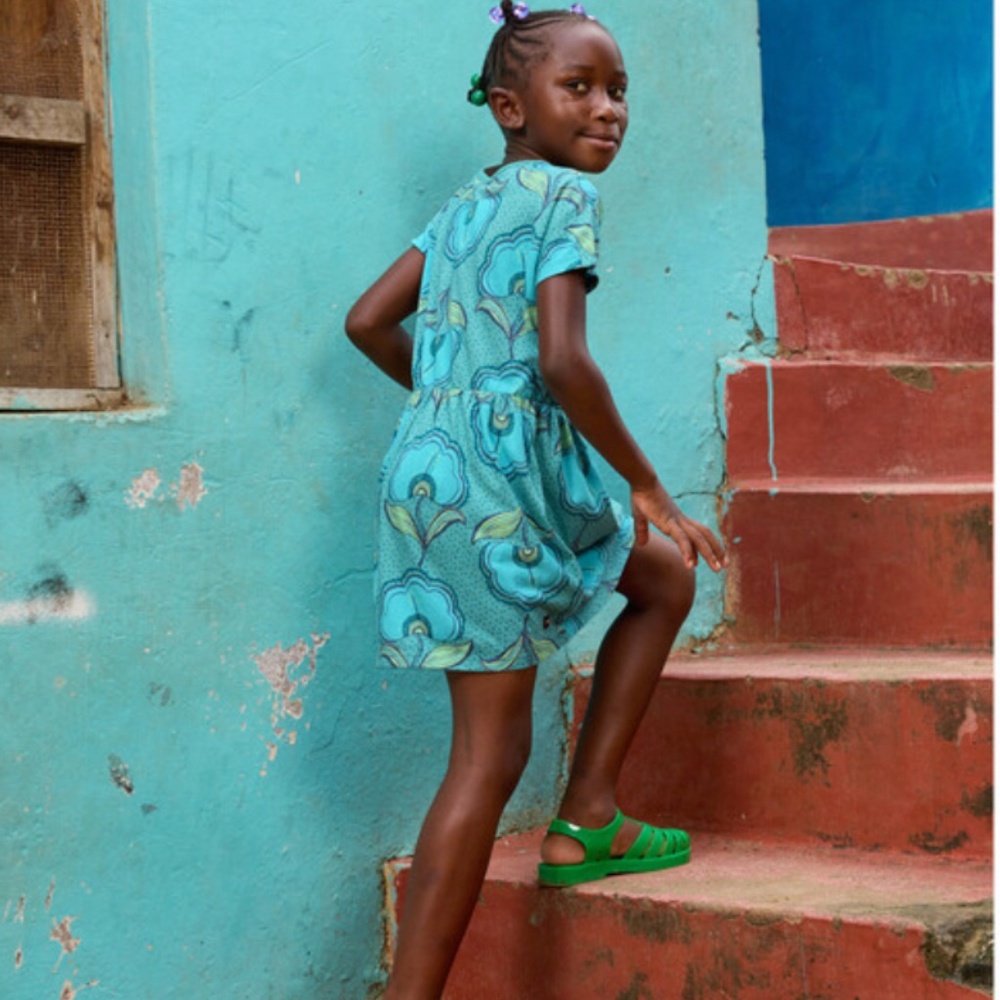 Tea Collection Girls Short Sleeve Twirl Dress Hibiscus Wax